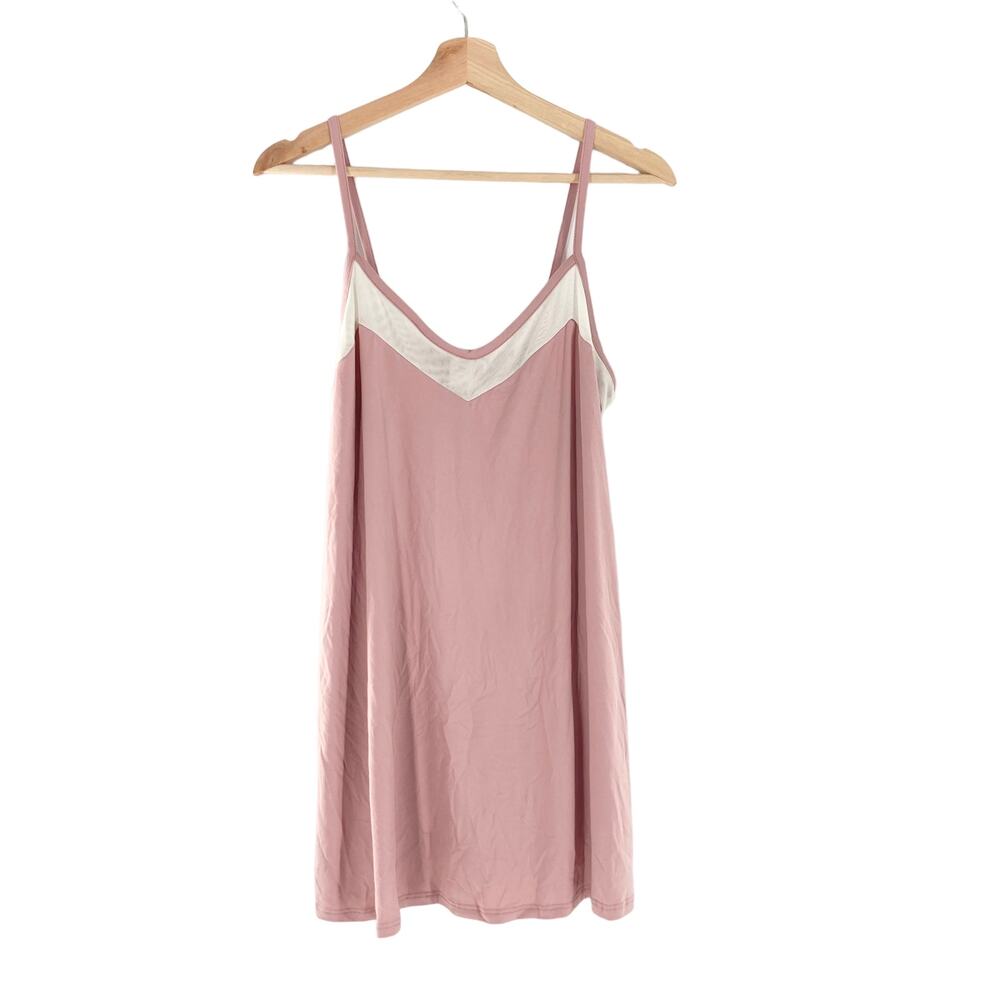Cozy Rozy Jersey Knit Blush Pink Mesh Trim Spaghetti Strap Night Dress